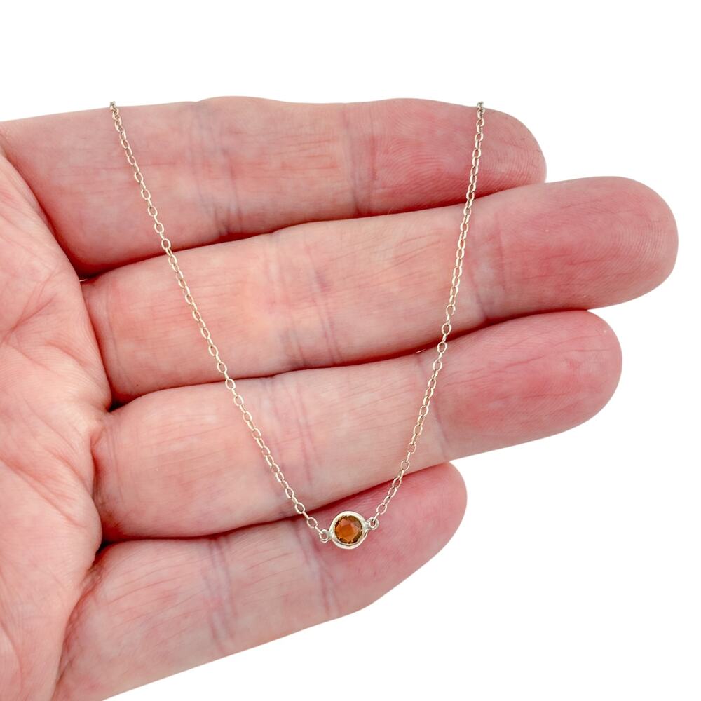 Vintage Disney Sterling Silver 925 Citrine Pendant Necklace 18"